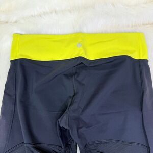 lululemon | Yellow‎ + Black Mesh Panels Crop Leggings